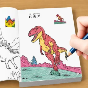 48-Page Children Dinosaur Theme Coloring Workbook Various Dinosaur Line Art Toddler Creative Drawing Practice Book