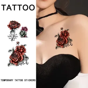 Roses, 1Pc Temporary Tattoo Stickers, Long-lasting and Waterproof, Realistic Fake Tattoos for Man and Women, Suitable Arm, Chest