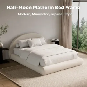 Arched Velvet King Platform Bed Frame, Cushioned Headboard, Foam Base, No Box Spring, Low Profile, Bedroom Furniture, Customized