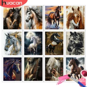 HUACAN Adult Painting Numbered Horse Animal Coloring By Numbers Drawing On Canvas Diy Gifts Wall Art Hand Painted