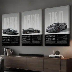 Fashion Sports Cars M-MCLarenS Framed Wall Painting Ready to Hang Canvas Wall Art Poster for Bedroom Living Room Home Decor Gift