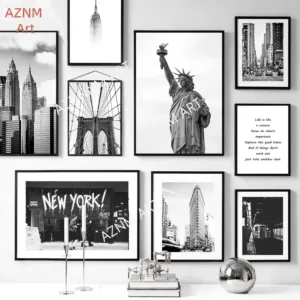 New York City Canvas Prints Statue of Liberty Posters and Prints Black and White Wall Art Pictures Living Room Decor