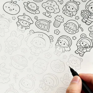 Anxious Relief Hand Picture Book, Copy Line Drawing Album, Dinosaur/Monster/Food And Other Themes, Creative Coloring Book