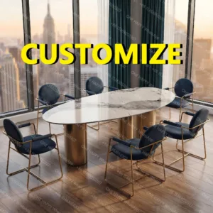 Any Size Custom Italian Marble Dining Table Natural Stone Luxury Dining Set Villa Mansion Penthouse Kitchen Home Furniture Decor