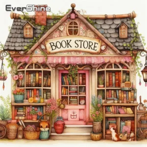 Evershine New Arrival Diamond Embroidery Book Store DIY Full Square Round Diamond Painting Shop Landscape Kit Mosaic Unique Gift