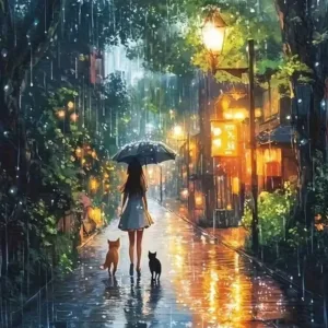 Oil Painting By Numbers Handmade DIY Street Landscape Canvas Art Wall Decor for Room or Living Room Gift Frameless