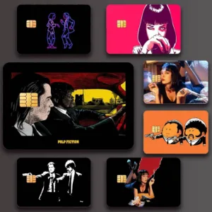 Classic Film Pulp F-Fiction Cool Poster Credit Skin Cover Card Stickers 4PCS Film Bus Pass Front Decoration Bank Debit