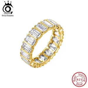 ORSA JEWELS 5mm Moissanite Ring for Women Men Wedding Lab Diamond 100% 925 Sterling Silver Certified Band Ring Jewelry SMOR24