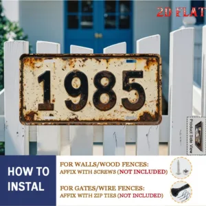 2D Flat, 1pc Vintage 1985 Retro Metal Wall Sign - Aluminum 29.97cm x 14.99cm (1pc) Classic 1985 Year Decoration with Pre-Dril