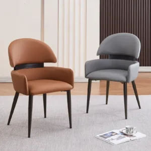Set Of 2 Waterproof Dining Chairs Comfy Leather Modern Arm Dining Chairs European Elegant Mobilier Maison Home Furniture