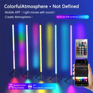1PC RGB Floor Lamp RGB Corner Floor Lamp Bedroom Ambient Lighting Scandinavian Style Color Changing Dimmable Soft Lighting