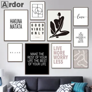 Nordic Motivational Quotes Text Canvas Painting Typography Letters Posters And Prints Wall Art Pictures Living Room Home Decor