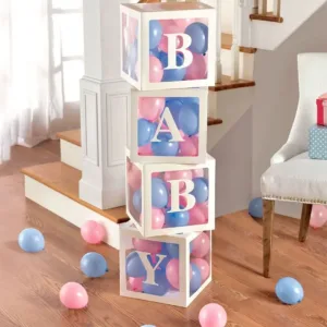 Customize Letter Transparent Name Baby Shower Box 1st Birthday Party Decorations Kids Balloon Box Wedding Baby Shower Girl Decor