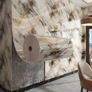 1 Roll Marble Thick Foam Bedroom Wallpaper Imitation Tile Self-Adhesive Bathroom Waterproof Wall Sticker Living Room Decorati
