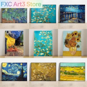 Frameless,Van Gogh Classic Famous Painting Almond Blossom Posters And Prints Starry Night Canvas Art Vintage Wall Decor Pictu