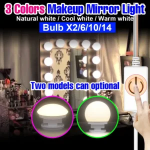 LED Mirror Bulbs USB Dressing Table Make Up Lights Hollywood Style 3 Colors Makeup Lamps 5V Dimmable Bathroom Washroom Fill Bulb