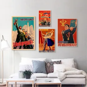 Vintage North Korea Propaganda Poster the Great Leader Classic Canvas Paintings Wall Posters Stickers Home Decor Gift