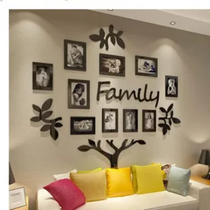 3D Acrylic Mirror Photo Frame Wall Sticker Family PhotoTree Decor for Living Room TV Backdrop Art Wallpaper Home Decor