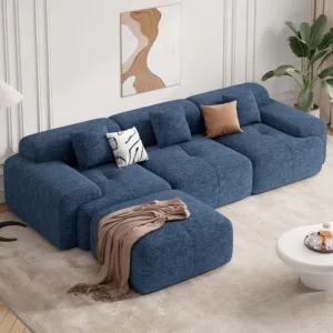 122" Modern L Shaped Modular Sectional Sofa, Boneless Couches for Living Room with Ottoman,4 Seater Convertible, Customized