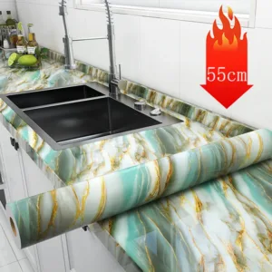 55CM DIY Adhesive Wall Wallpaper Marble Dining Room Kitchen Cabinet Decoration Mold Resistant And Waterproof Wall Sticker Hom