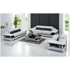 Modern Minimalist Genuine Leather Sofa Set Comfortable Living Room Furniture with Straight Bar Design