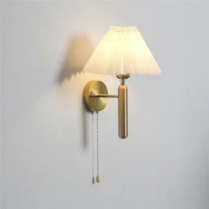 Japandi Inspired Modern Simple Wall Lamps LED Metal with Zipper Switch Pleated Paper Wall Light Nordic Room Decor Wall Lights
