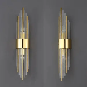 Indoor Home Decor Luxury Sconce Light Iron Base Glass Tube Lampshade Wall Lamps G9 Bulbs Up Down Hotel Corridor Lighting Lustres