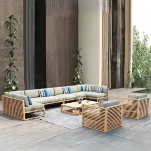 Nordic Villa Modern Outdoor Leisure Teak Set Sofa Courtyard Waterproof Anticorrosive Corner Combination Solid Wood