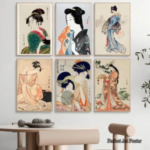 Japanese Vintage Geisha Poster Japan Women Traditional Art Culture Ukiyo-e Style Pictures Print Canvas Painting Home Room Dec