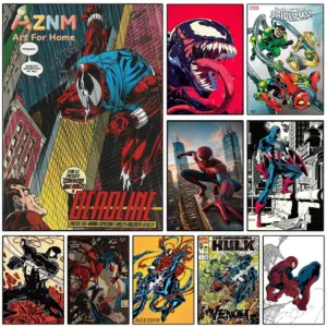 Vintage Spider‑Man Venom Comic Art Canvas Wall Art Print Poster Unframed Canvas Painting Home Living Room Bedroom Wall Decor