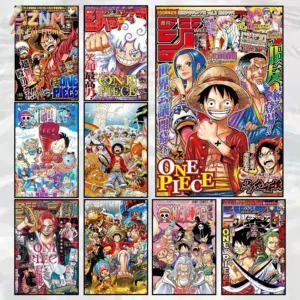AZNM One Piece Jump Magazine Cover Unframed Canvas Print Luffy Gear 5 Anime Vintage Manga Wall Art Poster Room Decor
