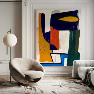 Large Colorful Abstract Handmade Canvas Painting Modern Wall Art for Home Decor
