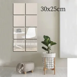 4pcs 30*25cm Mirror Wall Sticker Plastic Mirror Sheets Soft Acrylic 3D Self-adhesives Mirror Decorations Living Room DIY Mirr