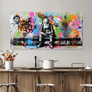 Old Man Inspired Banksy Street Graffiti Poster and Prints Canvas Painting Wall Art Pictures Home Decor Cuadros