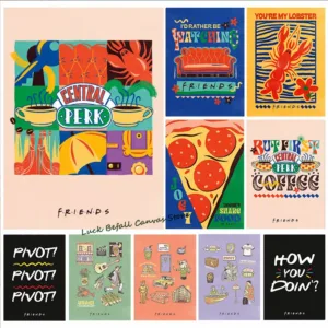 Friends TV Show Poster Central Perk Design Quotes Friends Canvas Painting Print Wall Art Pictures for Living Room Decor Cuadr
