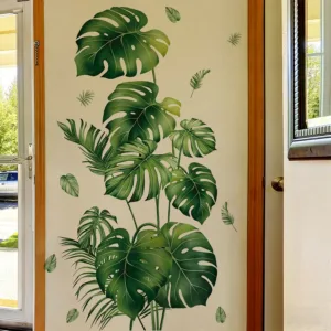 Tropical Green Leaves Plant Wall Stickers Living Room Bedroom Home Decoration Monstera Leaf Sticker Wallpaper Poster Art Mura