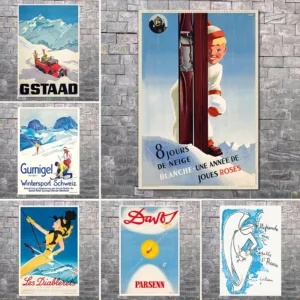 Classic Switzerland Vintage Ski Posters Wintersport HealthJoy of Life Prints Canvas Painting Wall Art Pictures Home Room Deco