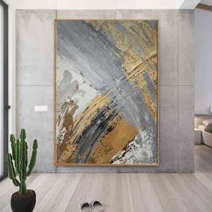 Large Handmade Textured Oil Painting on Canvas Modern Abstract Geometric Wall Art for Living Room Bedroom and Home Decor