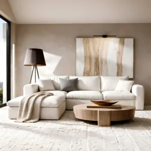 Modular Sectional Cloud Sofa, No Assembly Oversized Boneless Couch, Beige, Custom