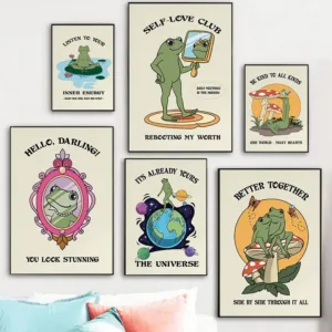 Funny Frog Mental Health Motivational Balanced Mentality Posters Prints Canvas Painting Wall Art Pictures Home Room School De
