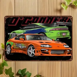 Classic Car Themed Metal Plaque - Vintage Tin Sign Wall Decor Iron Retro Style Signage for Bar, Garage, Man Cave Pre-D