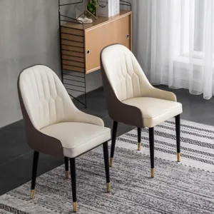 PU Leather Dining Chairs Set of 2, Modern Dining Room Chairs Beige Wingback Chairs for Living Room, Dining Room, Pub, Coffee, K