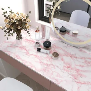 Glossy Pink Marble Contact Paper for Countertop Granite Wallpaper Self-Adhesive Removable Kitchen Waterproof Oil Proof Sticke