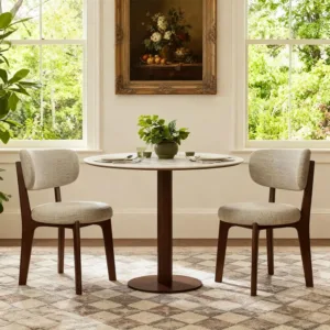 Walnut Dining Chairs, Arm Chairs Set of 2/4, Mid Century Modern Dining Set with Wooden Legs Dinning Chair for Kitchen