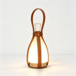 Handheld Home Decor Desk Lamp Wine Bottle Creative Rechargeable Leather Bedside Lamps for Living Roomr Dimmable LED Night Light