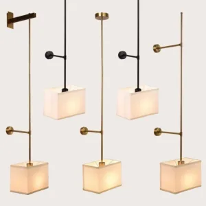 Modern Simple Cloth Lampshade Long Wall Lamp Ceiling Hanging Wall Lights for Bedroom Apartment Hotel Room Decoration Lighting