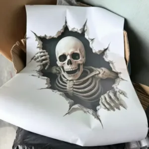 Spooky Skeleton Witch Halloween Break-In 3D Wall Decals Realistic Broken Wall Sticker Wall Sticker For Festival Decorations G