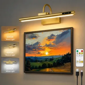 LED Picture Lights with 4000mAH Rechargeable Battery Powered Remote Wireless Wall Lamp Bathroom Waterproof Mirror Light