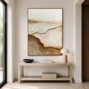Wabi-Sabi Neutral Earth Tone Abstract Canvas Painting 3D Beige Brown Textured Art Poster Print Living Room Entryway Home Decor