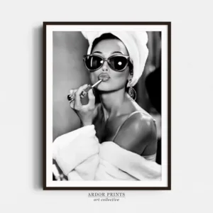 Audrey Hepburn Lipstick Canvas Art Wall Art, Black and White Print, Vintage Fashion Photo, Old Hollywood Art, Fashion Wall Decor